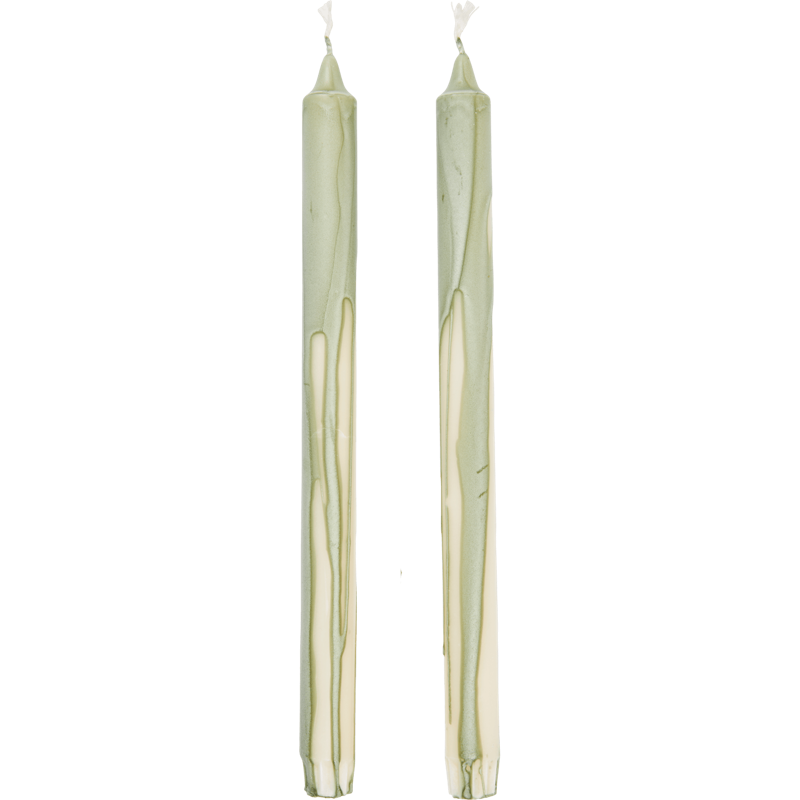 Dryp Kerzen 30 cm 2-er Set, Tea Green