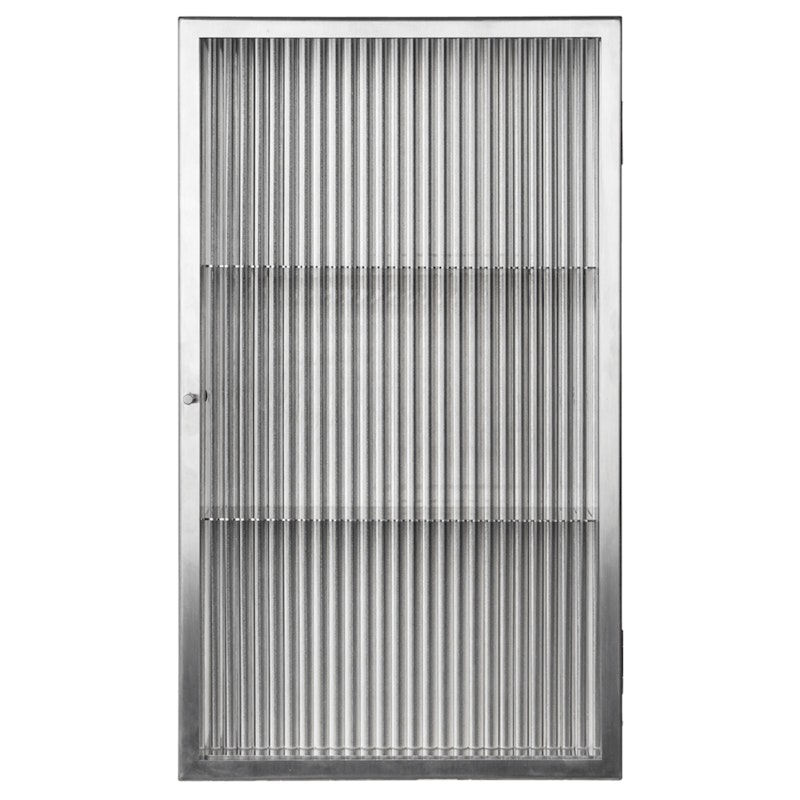 Haze Wandschrank Wellig Glas 35x60 cm, Edelstahl