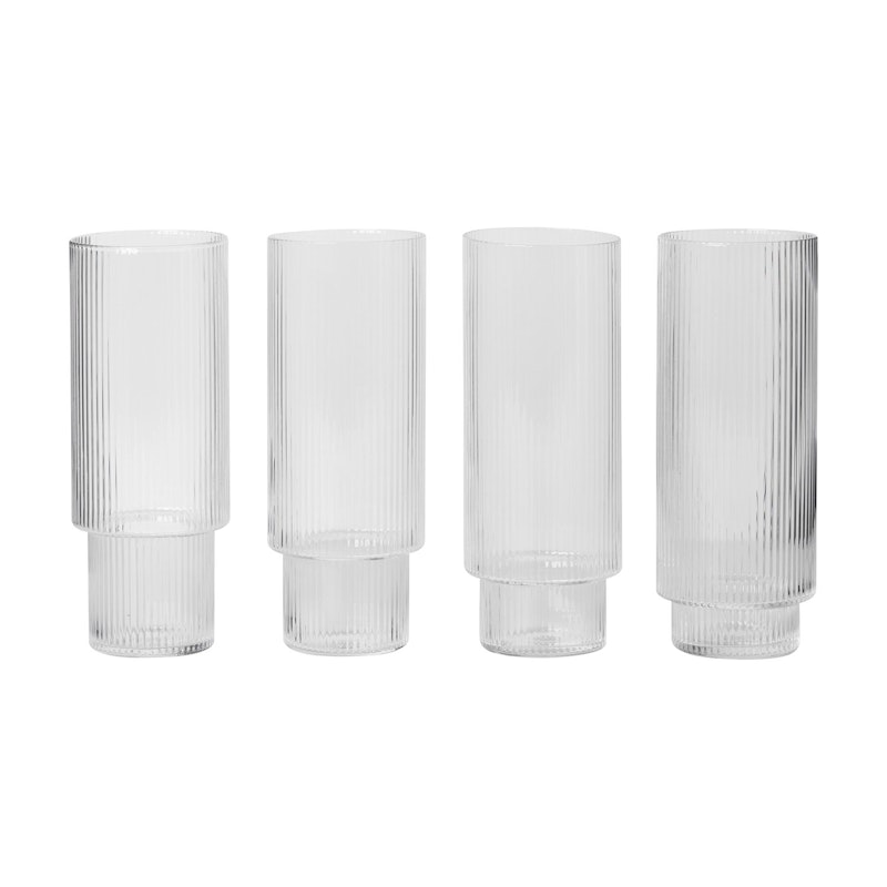 Ripple Longdrink-Glas 4-er Set, Transparent