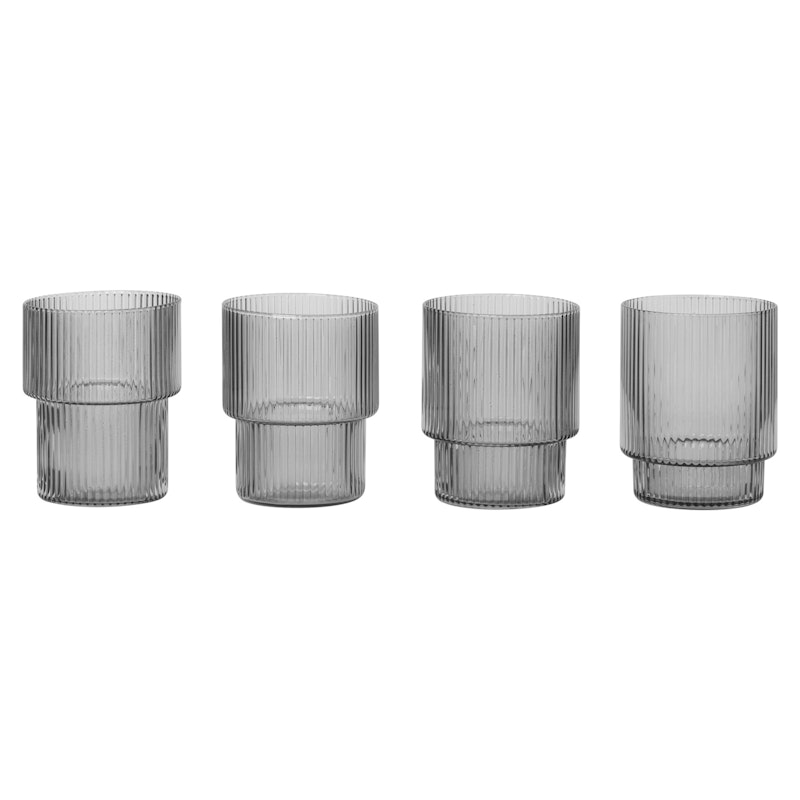 Ripple Glas 4-er Set 20 cl, Smoked Grey