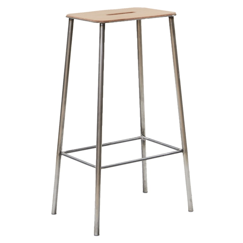 Adam Stool Hocker H76cm, Stahl/Naturledersitz