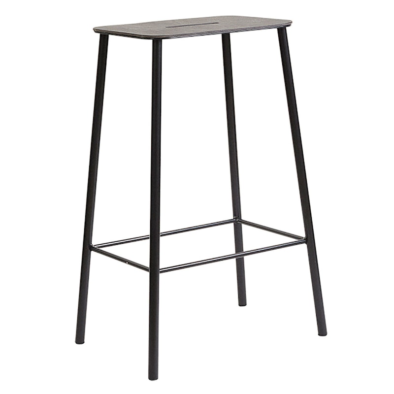 Adam Stool Hocker H65cm, Matt Schwarz/Leder Schwarz