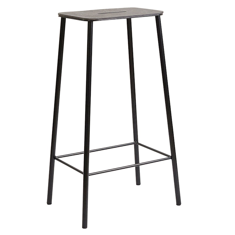 Adam Stool Hocker H76cm, Matt Schwarz/Schwarzes Leder