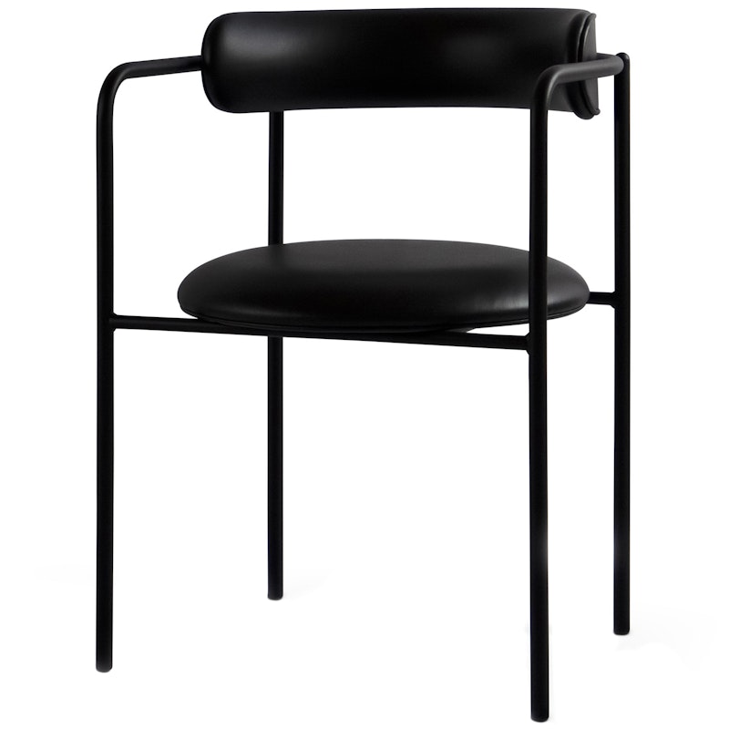 FF Lehnstuhl, Schwarzes Leder / Schwarz