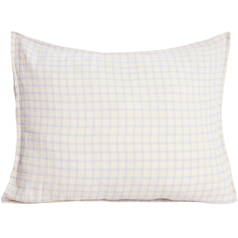 Gingham Sky Blue Muslin Kissenbezug, 50x70 cm