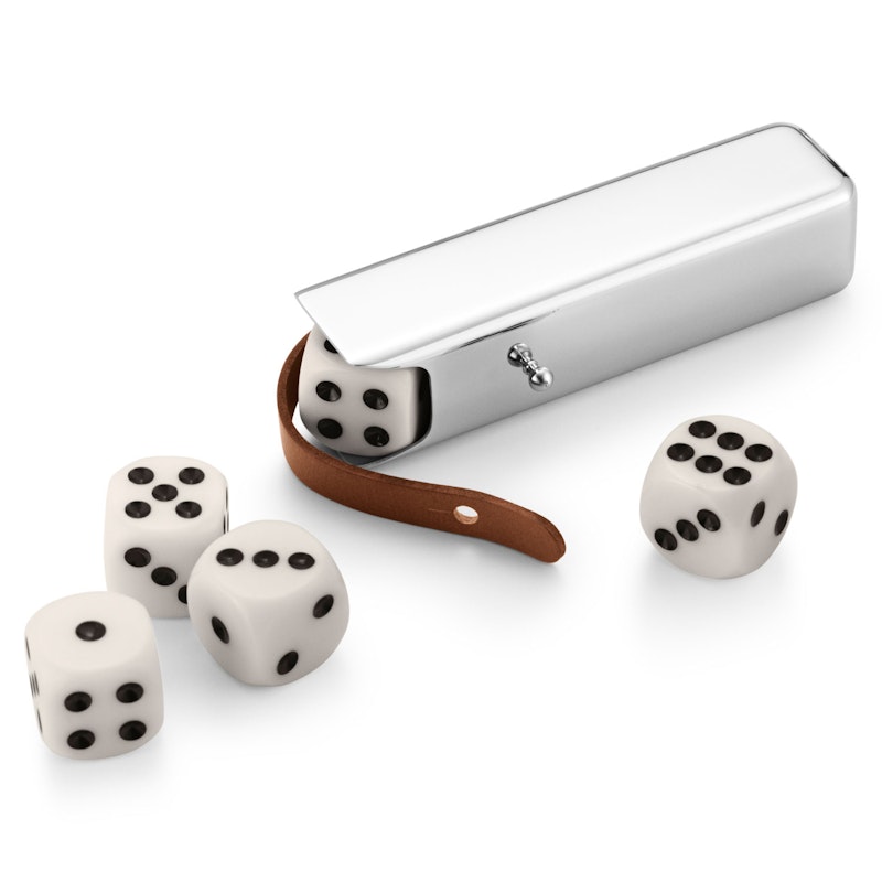 Sky Dice Case Spieleset Behälter mit Spielwürfeln, Edelstahl / Leder