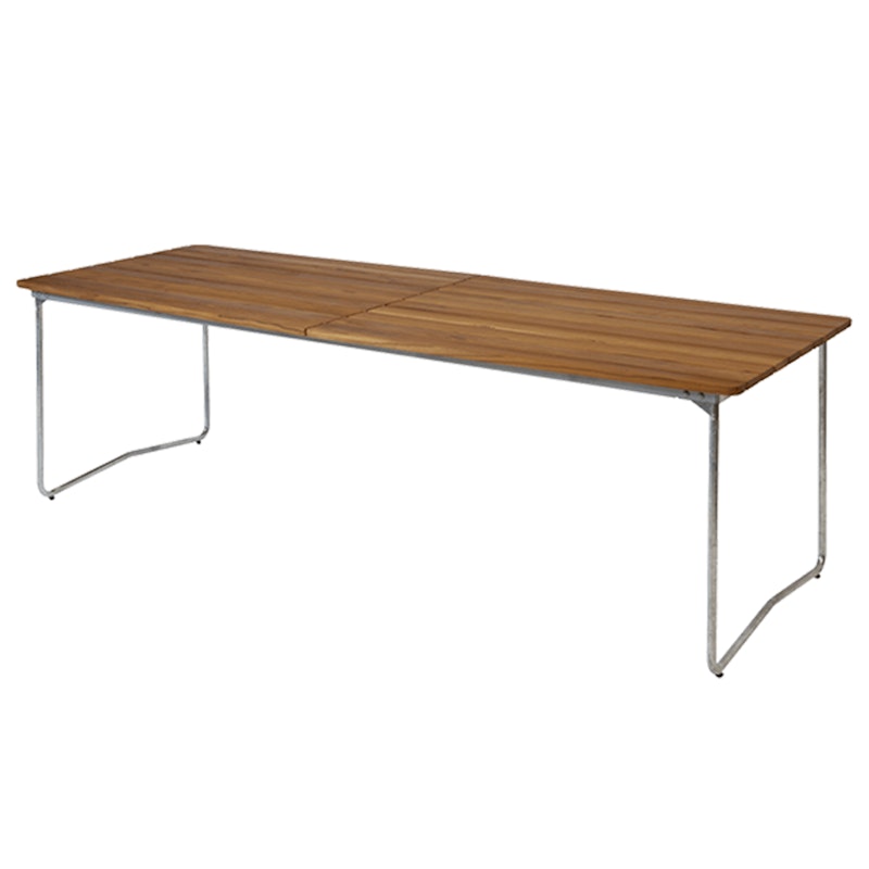 B31 Tisch 92x230 cm, Unbehandeltes Teakholz / Heiß Verzinkter Stahl