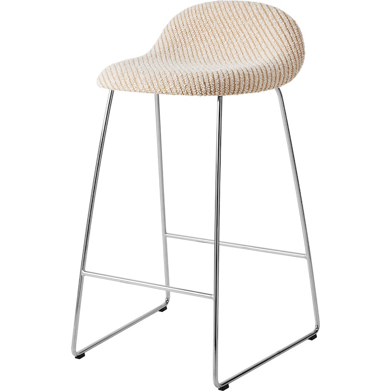GUBI 3D Barhocker H65, Edelstahl / Lupo Special Diagonal Bouclé / Dedar 009