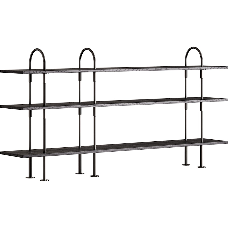 Keen Regalsystem Mit 3 Regalböden 208 cm, Schwarz Messing / Schwarzbraun gefärbt Esche