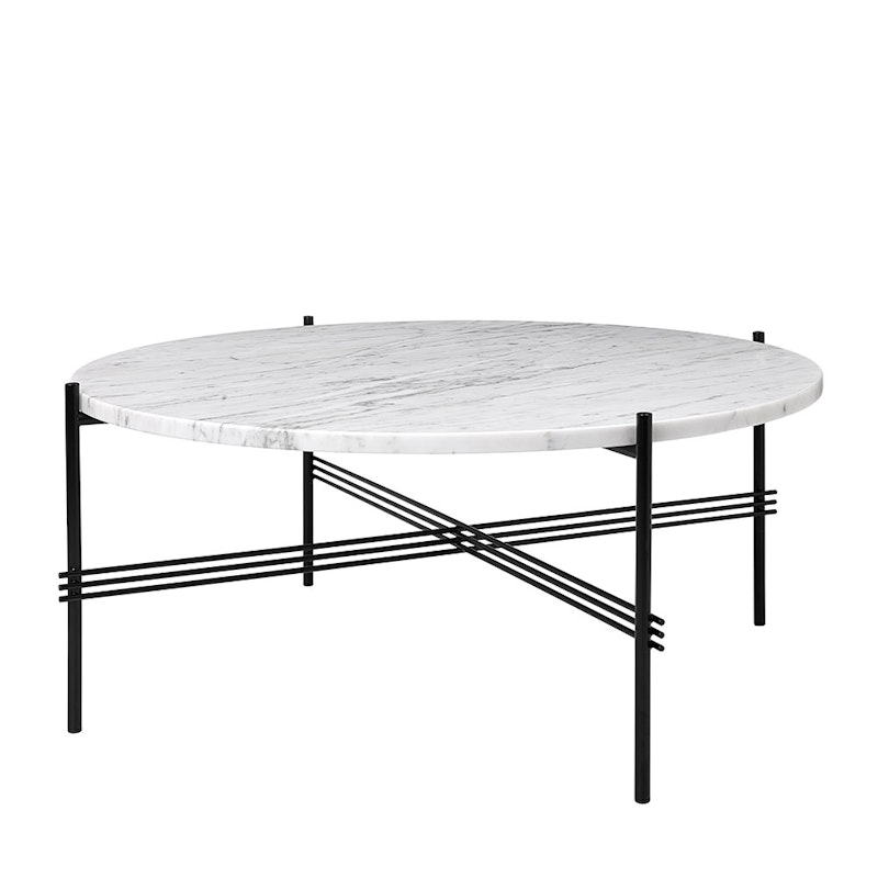 TS Kaffeetisch 80 cm, Schwarz / Weiß Carrara-Marmor