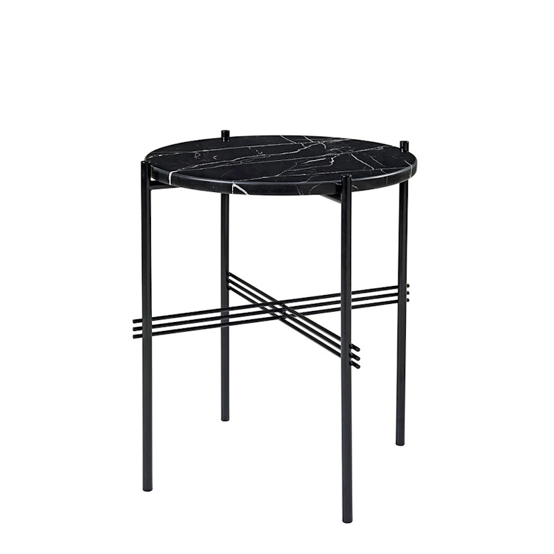 TS Beistelltisch 40 cm, Schwarz / Schwarz Marquina-Marmor