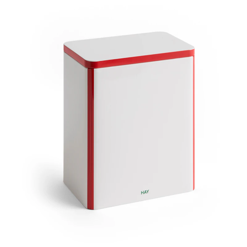 Blechdose Groß, Rot / Altweiß