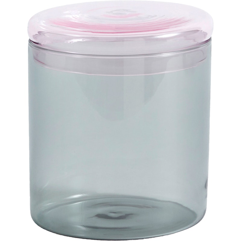 Borosilicate Dose L Ø12x13,5 cm, Grau/Hell-Pink