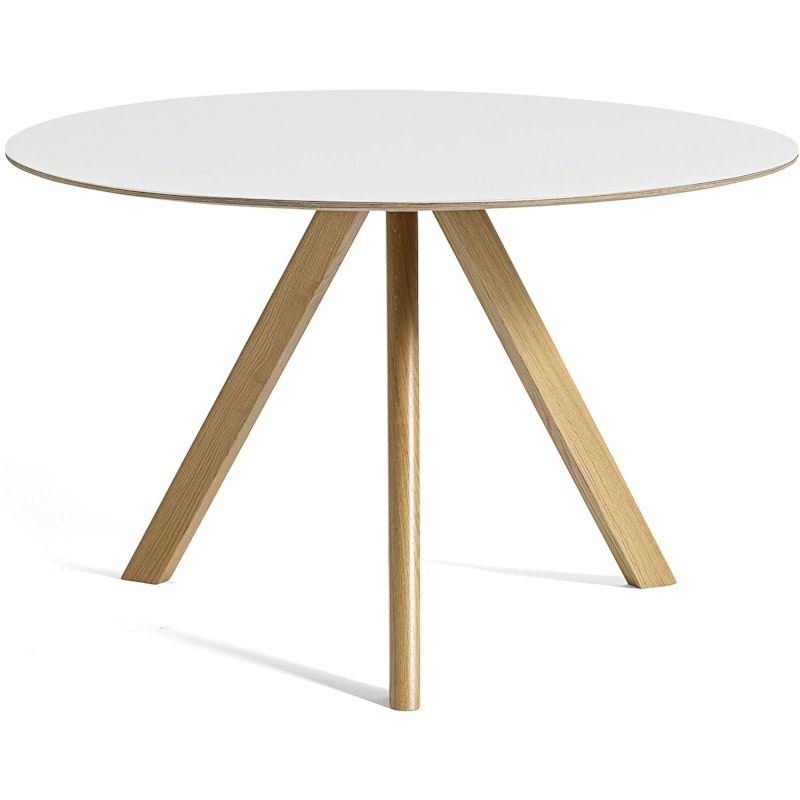 CPH20 Tisch Ø120x74 cm, Mit Lack auf Wasserbasis lackiert Eiche / Weiß Laminat