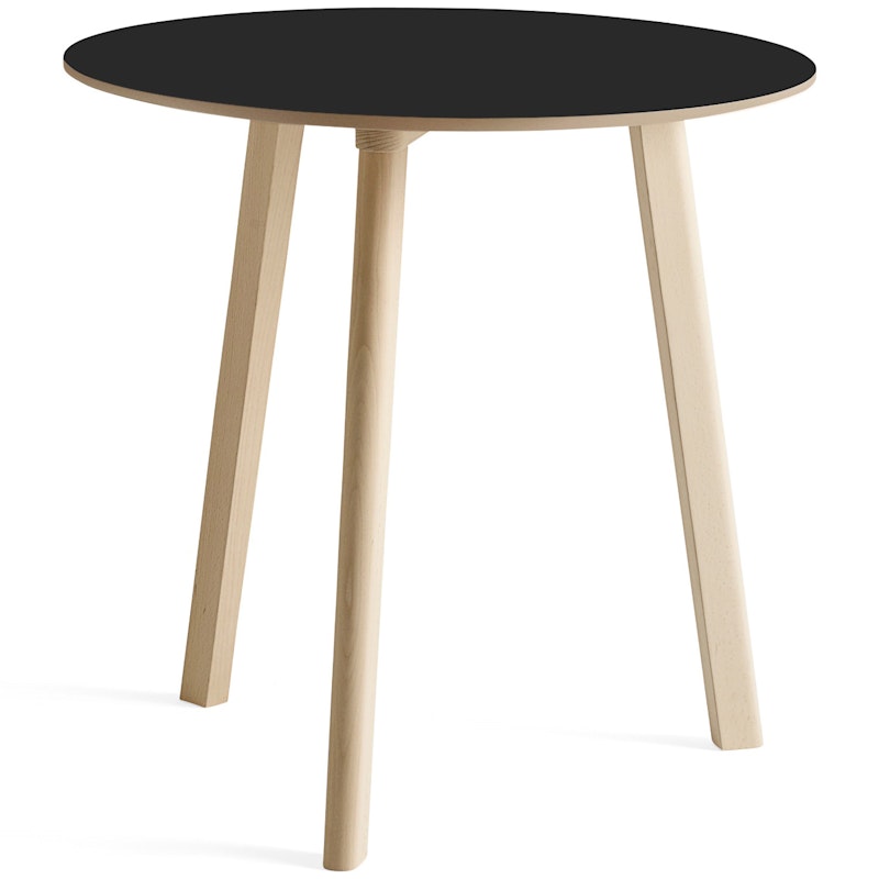 CPH Deux 220 2.0 Tisch Ø75 cm, Schwarz / Unbehandeltes Buchenholz