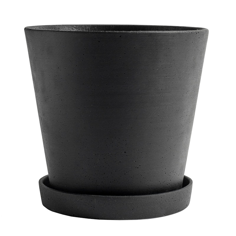 Flowerpot Topf mit Unterteller Schwarz, Ø26 cm XXL