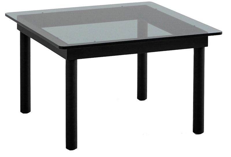 Kofi Beistelltisch 60x60 cm, Schwarz Mit Wasserlack Behandelte Eiche / In Grau Getöntem Glas