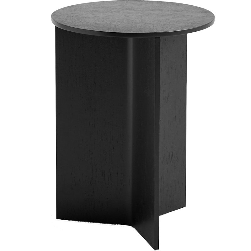 Slit Table Ø35 cm, Black Lacquered Oak