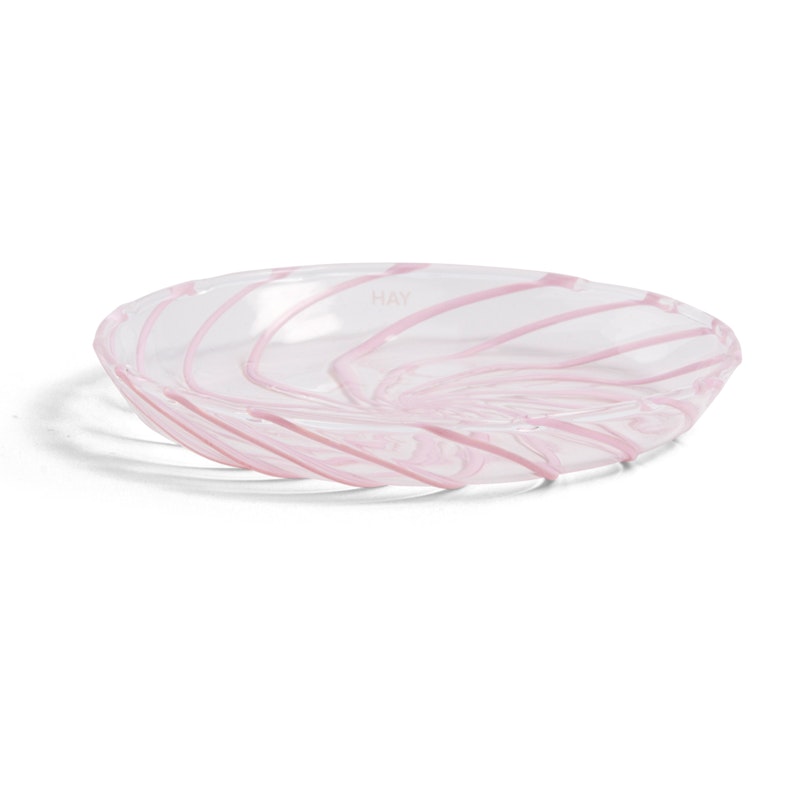 Spin Unterteller 2-er Set, Transparent / Rosa Streifen