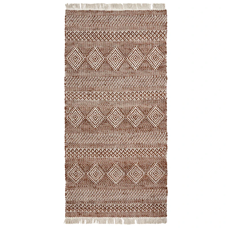 Ethnic Teppich 90x200 cm, Braun/Natur