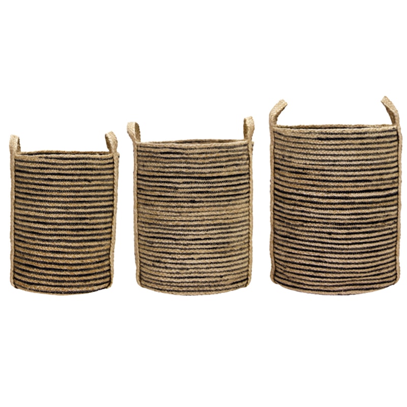 Dungi Ablagekorb 3-er Set, Schwarz/Natur