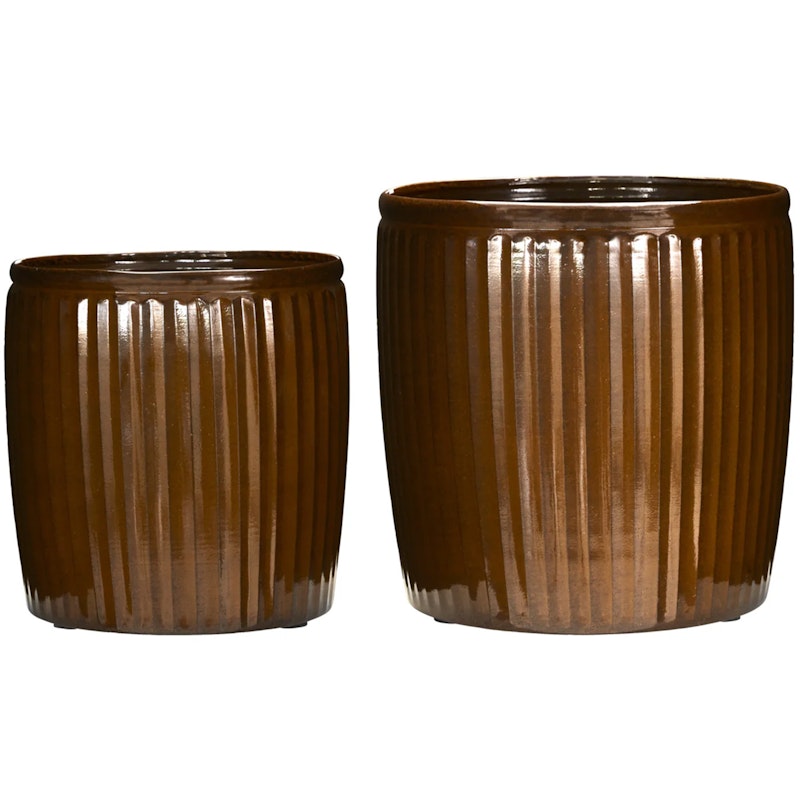 Groove Übertopf 2-er Set, Braun