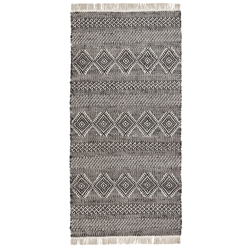 Ethnic Teppich 90x200 cm, Schwarz/Natur