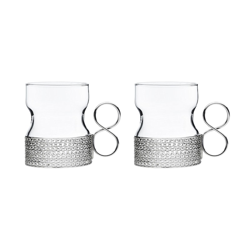 Tsaikka Glas mit Griff 23 cl 2-er Set, Silber