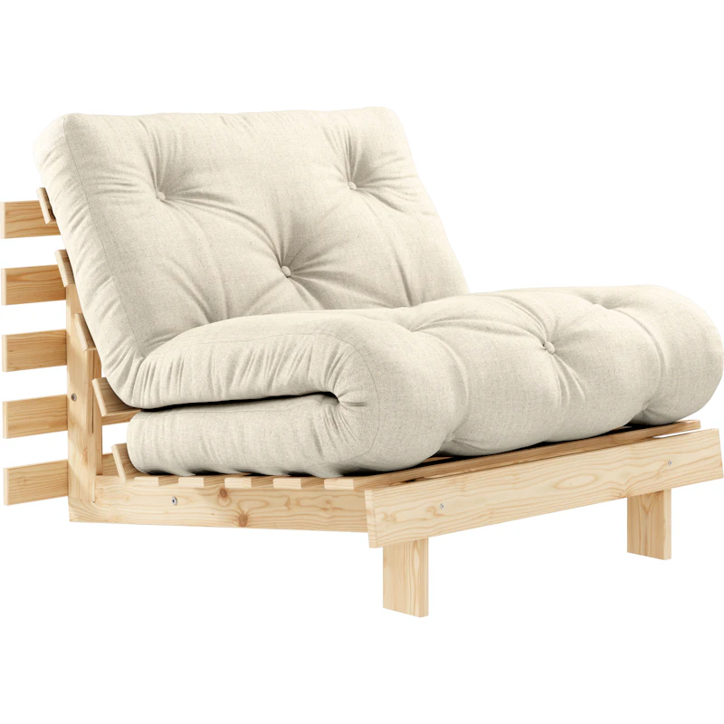 Roots 90 Loungesessel, Kiefernholz / Linen