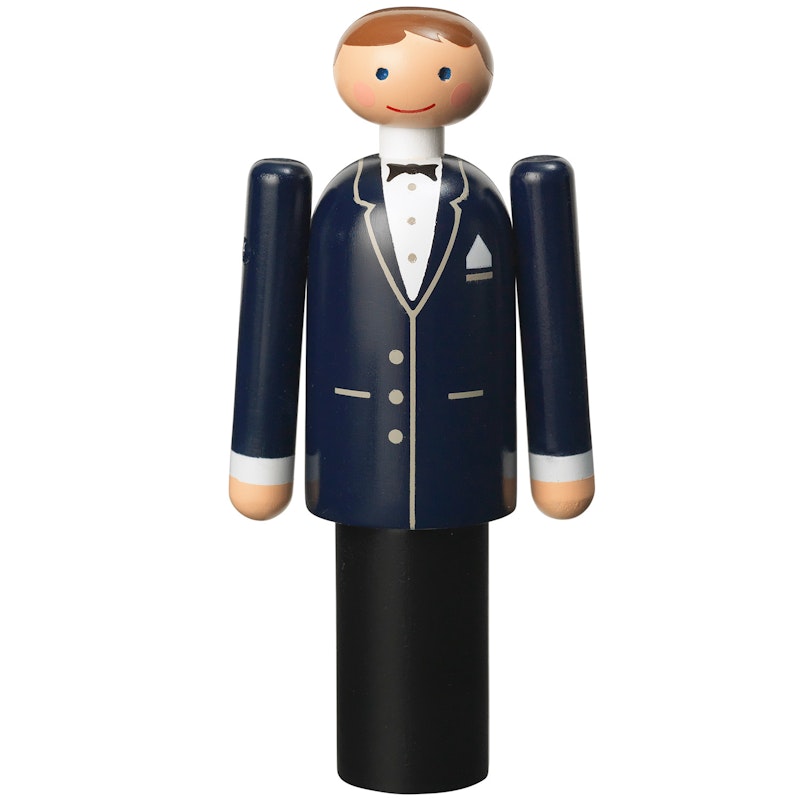 Groom Holzfigur H12 cm, Blau/Schwarz / Weiß