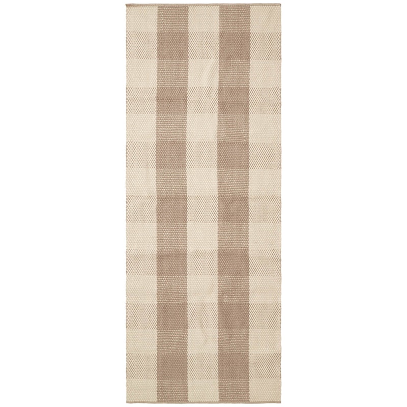 Checked Jute Teppich 80x220 cm, Beige/Natur