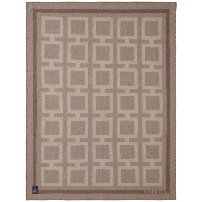 Graphic Recycled Wool Decke 130x170 cm, Braun/Beige