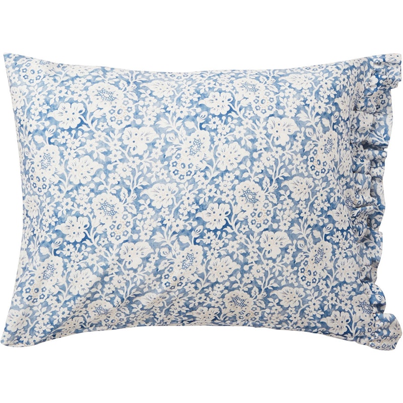 Floral printed Cotton Sateen Kissenbezug 50x60 cm, Blau