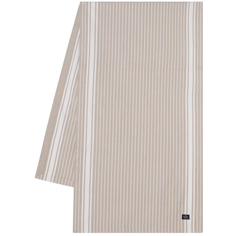 Icons Striped Organic Cotton Oxford Tischläufer 50x150 cm, Beige / Weiß
