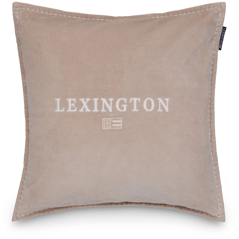 Logo Organic Cotton Velvet Kissenbezug 50x50 cm, Weiß / Beige