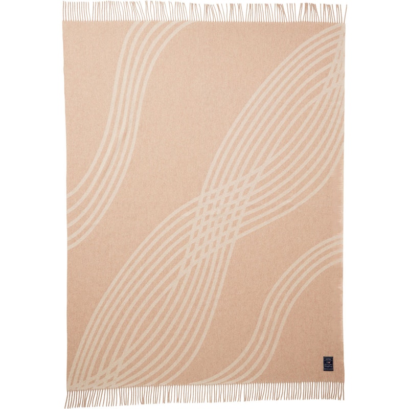 Waves Recycled Wool Jacquard Decke 130x170 cm, Beige/Altweiß