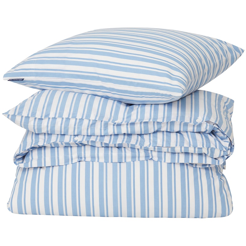 Striped Cotton Poplin Bettwäscheset 220x220 + 50x60x2 cm, Blau