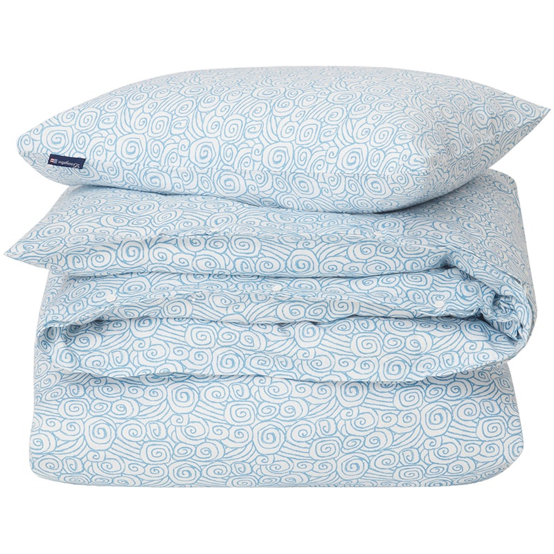 Wave Printed Cotton Sateen Bettwäscheset 150x210 + 50x60 cm, Blau