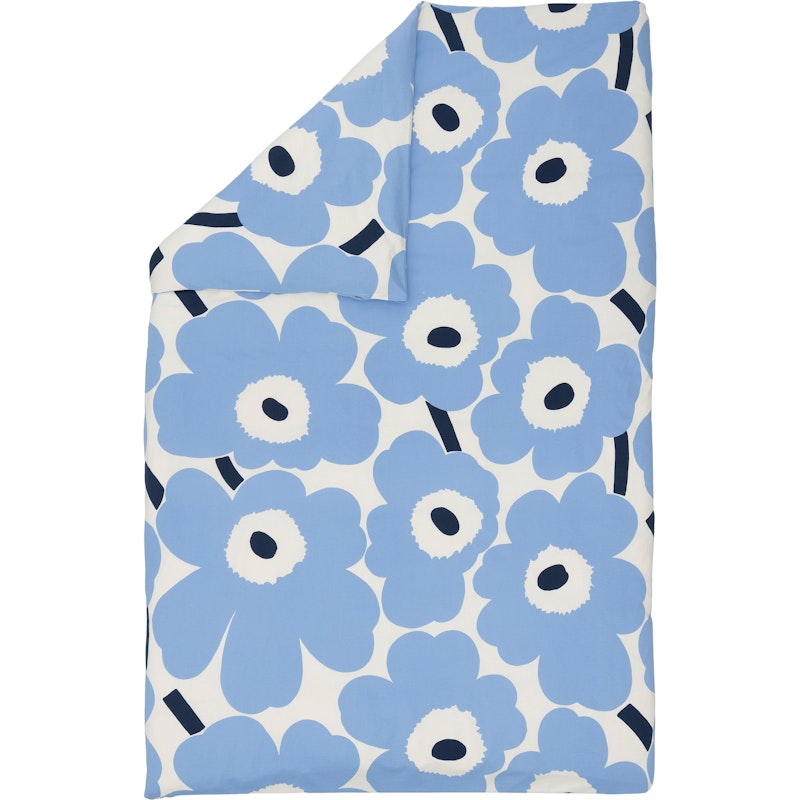 Unikko Jersey Bettdeckenbezug 150x210 cm, Altweiß / Hellblau / Marineblau