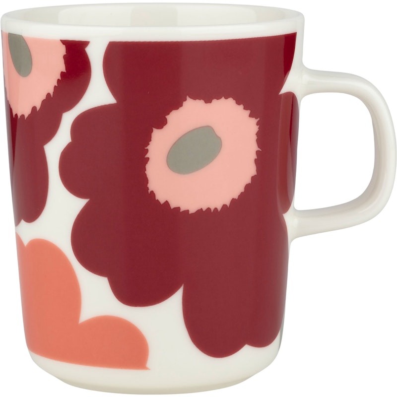 Oiva/Unikko Tasse 25 cl, Weiß / Salmon Red