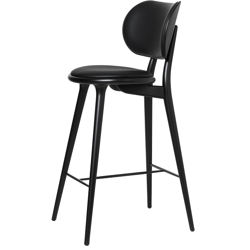 The High Stool Backrest Barstuhl, Schwarz Lackiert Buche