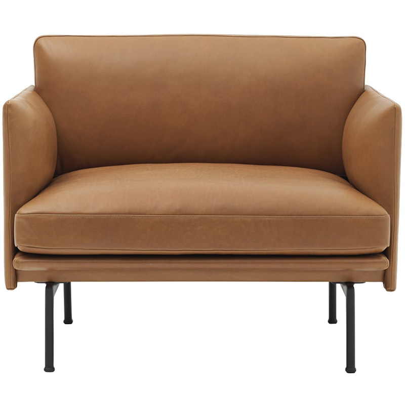 Outline Sessel, Schwarz Aluminium / Refine Leather Cognac
