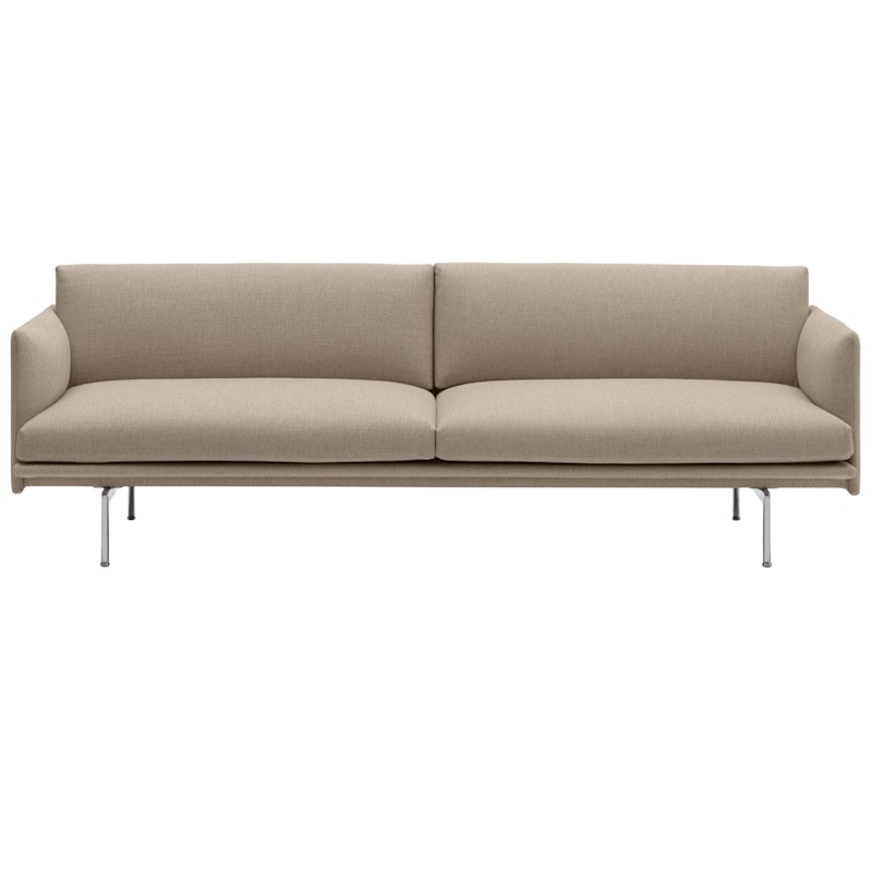 Outline Sofa 3-Sitzer, Ecriture 240 / Poliertes Aluminium