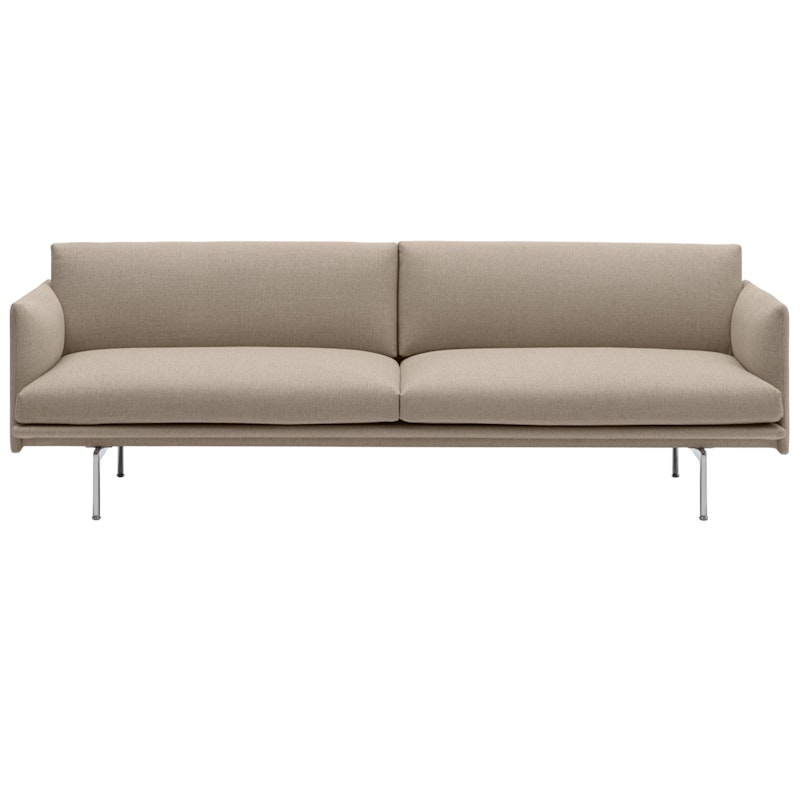 Outline Sofa 3-Sitzer, Ecriture 240 / Poliertes Aluminium