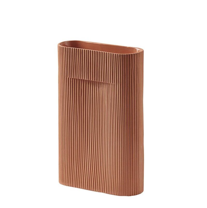 Ridge Vase 35 cm, Terracotta