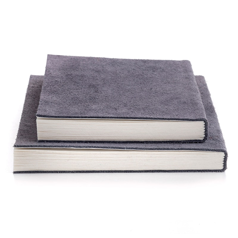 Suede Notizbuch Small, Stone Grey