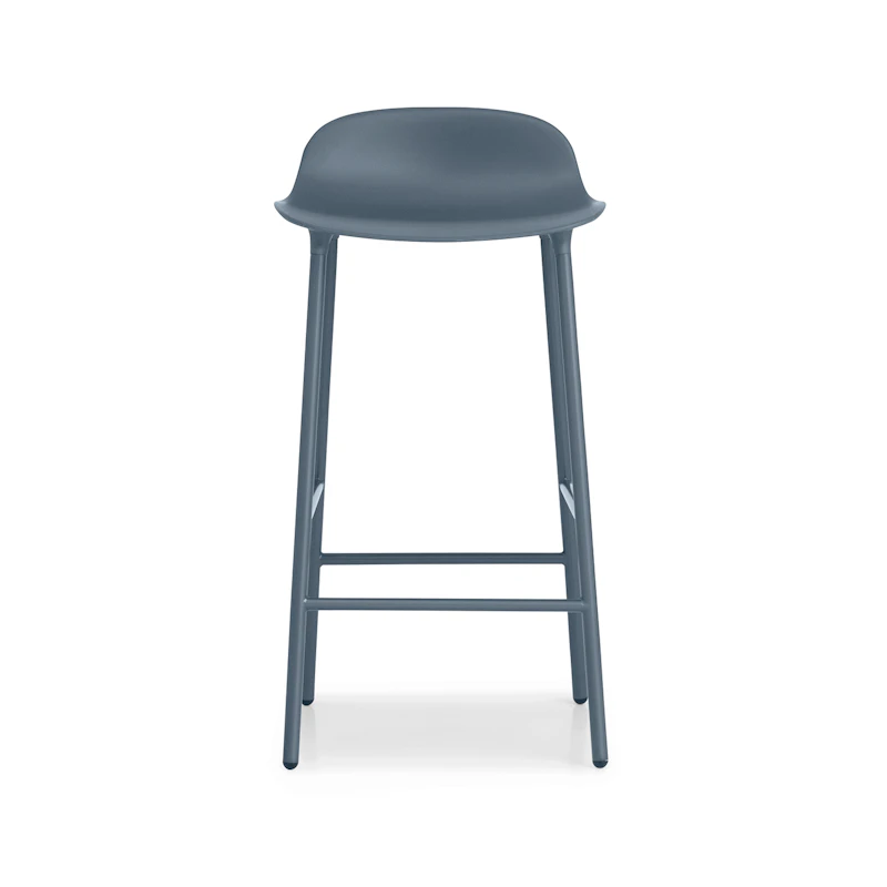 Form Barhocker 65cm, Blau/Stahl