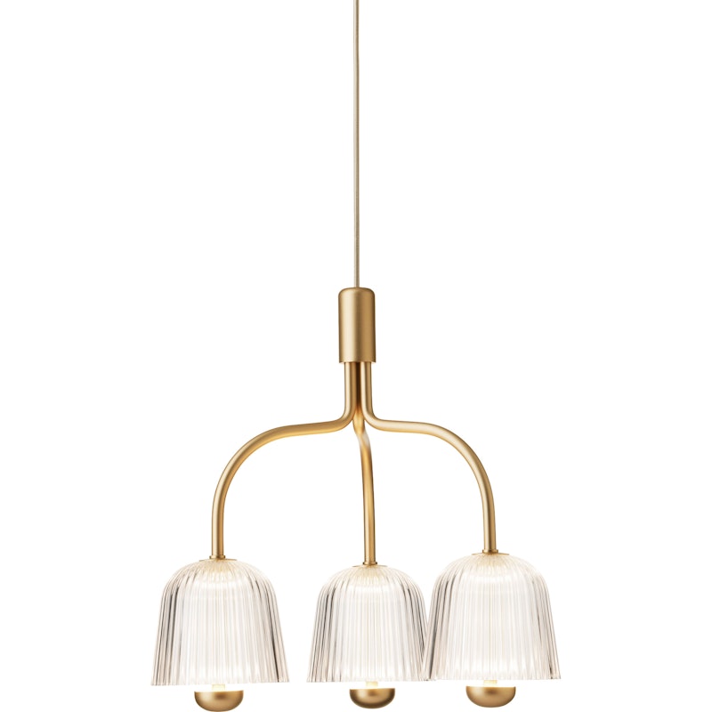 Asteea 3 Kronleuchter, Satin Brass / Transparent