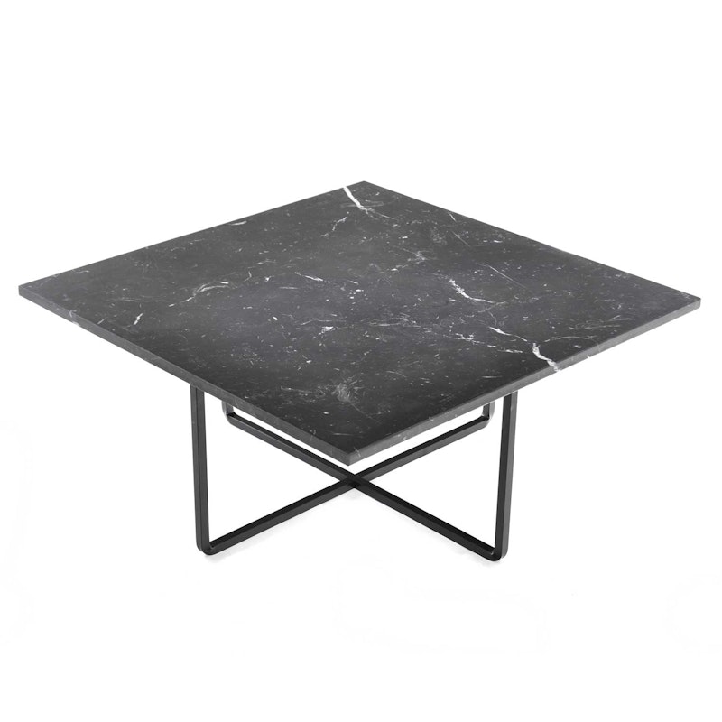 Ninety Couchtisch, 80x80cm/ Schwarzes Gestell/ Marquina Marmor