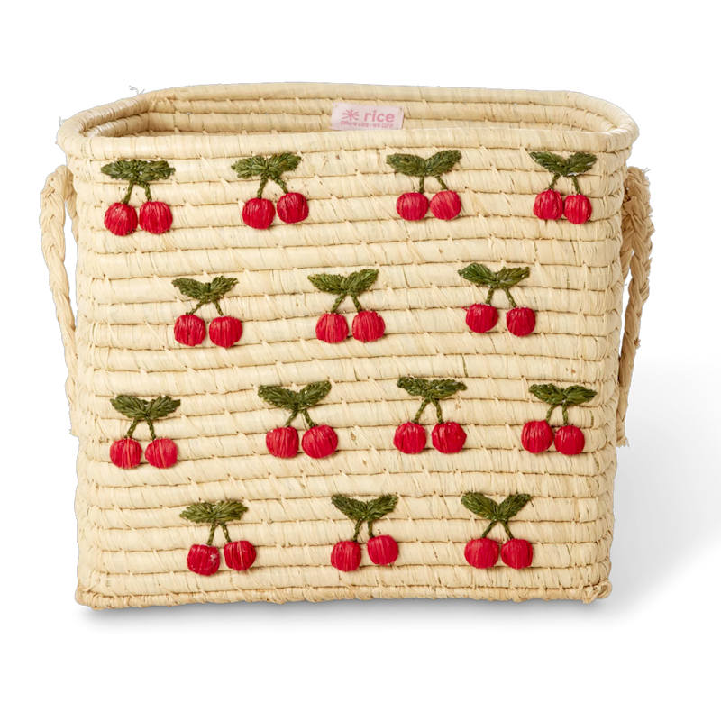 Raffia Korb Quadratisch Mit Kirschen